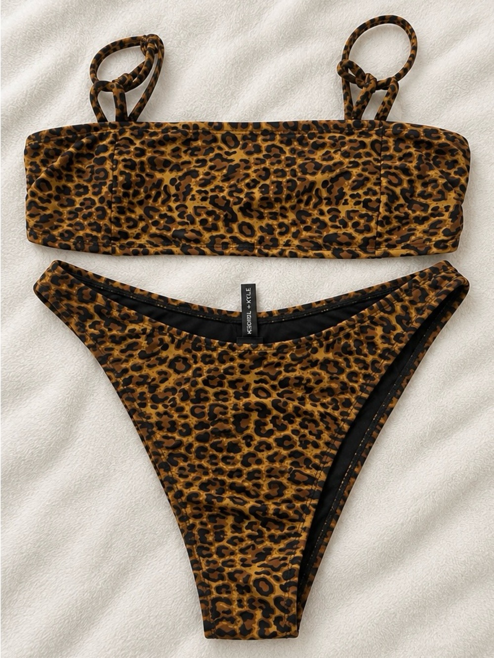 Kendall + Kylie Leopard Print Bandeau Bikini Set Size Medium